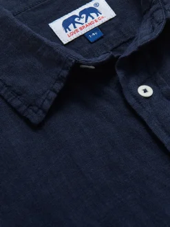 Kids Navy Blue Abaco Linen Shirt