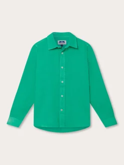 Kids Sicilian Green Abaco Linen Shirt
