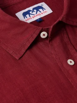 Men's Burgundy Abaco Linen Shirt