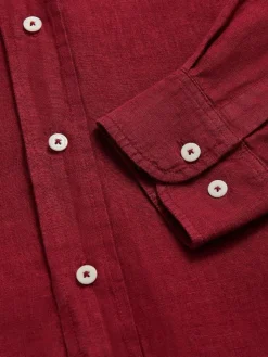Men's Burgundy Abaco Linen Shirt