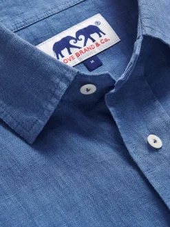 Men's Deep Blue Andros Linen Shirt