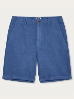 Men's Deep Blue Burrow Linen Shorts