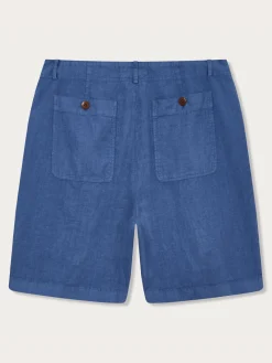 Men's Deep Blue Burrow Linen Shorts