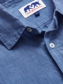 Men's Deep Blue Hoffman Linen Shirt