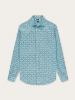 Men's Elephant Dance Blue Abaco Linen Shirt
