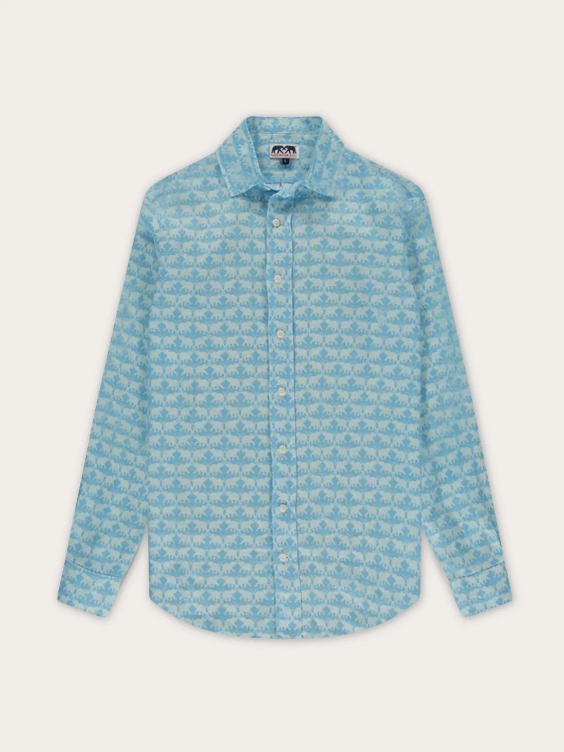 Men's Elephant Dance Blue Abaco Linen Shirt