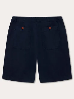 Men's Navy Blue Burrow Linen Shorts
