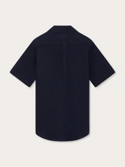 Navy Blue Short Sleeve Linen Shirt