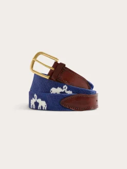 Pimlico Needlepoint Belt - Elephant Palace Blue