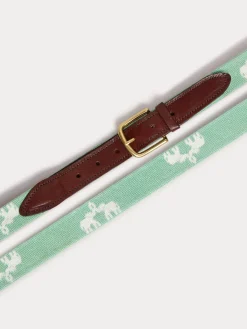 Pimlico Needlepoint Belt - Elephant Palace Green