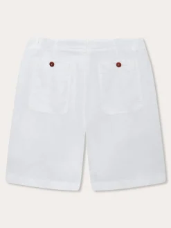 White Mens Linen Shorts