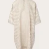 Womens Coconut Stripe Jumento Linen Poncho