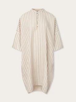 Womens Coconut Stripe Jumento Linen Poncho