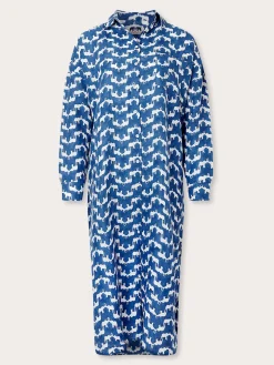 Womens Elephant Palace Blue Linen Shirt Dress