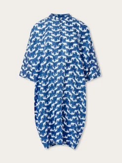 Womens Elephant Palace Blue Jumento Linen Poncho
