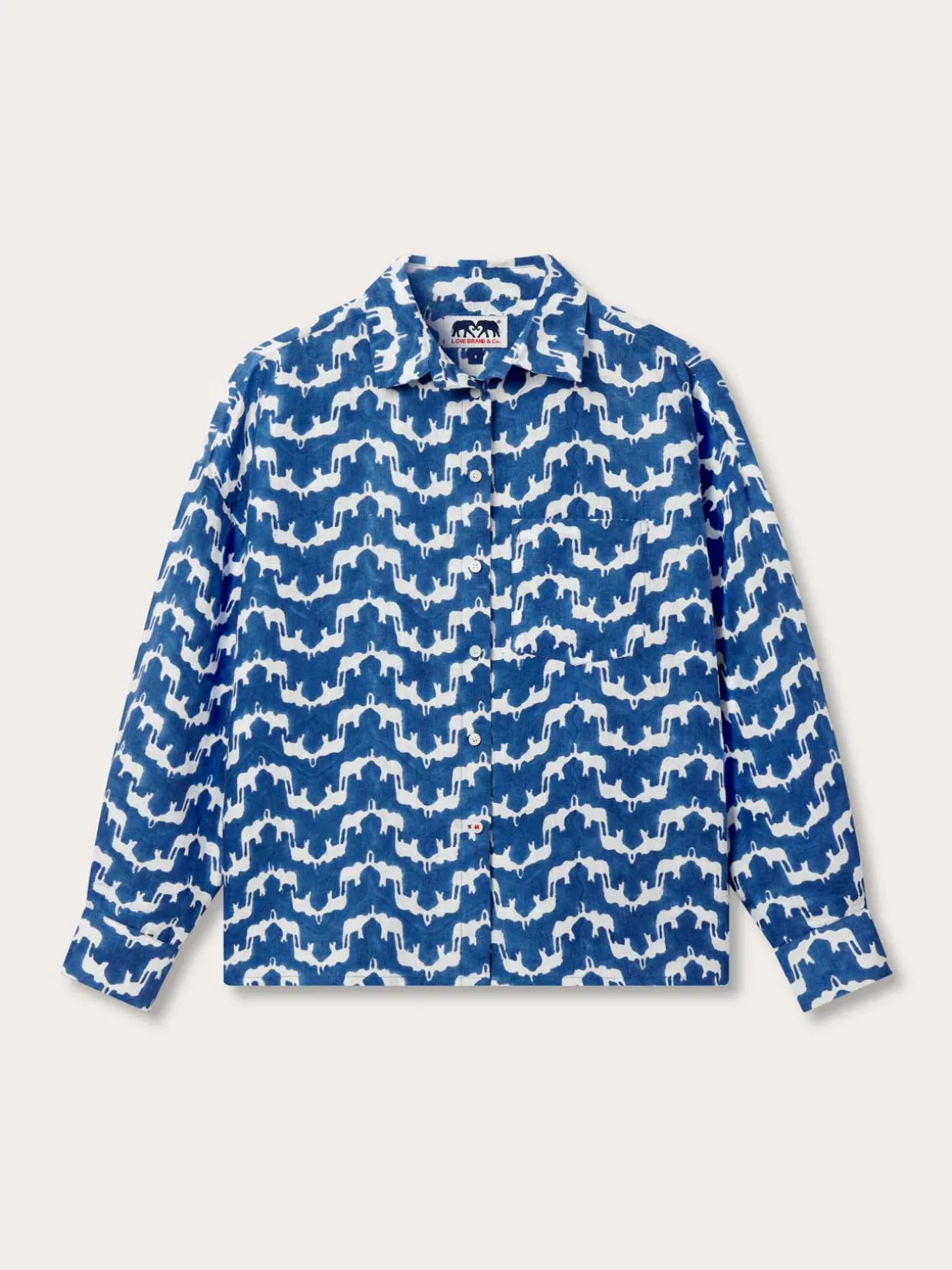 Womens Elephant Palace Blue Inagua Linen Shirt