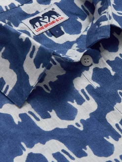 Womens Elephant Palace Blue Inagua Linen Shirt