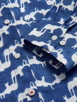 Womens Elephant Palace Blue Inagua Linen Shirt