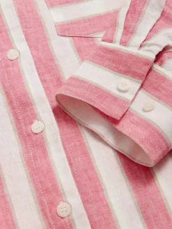 Womens Strawberries & Cream Linen Shirt Dress