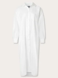 Womens White Sapodilla Linen Shirt Dress